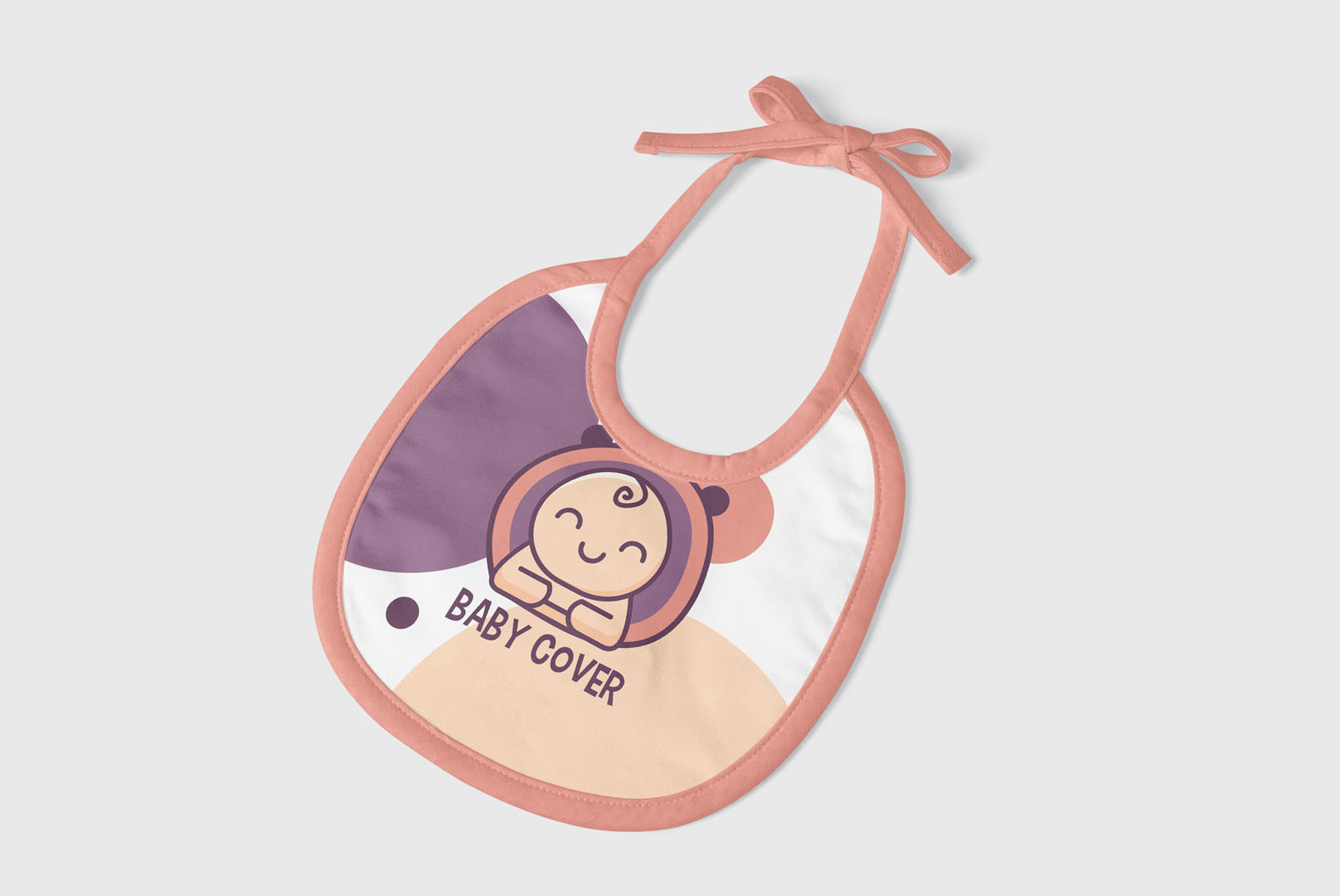 Baby bib product mockup with a sleeping baby illustration